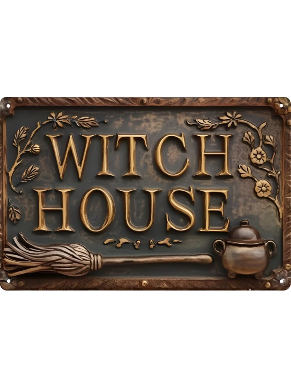 Witch House Vintage Metal Sign Decor Plaque 8x12 in Funny Retro Poster for